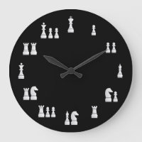 White Chess Pieces Clock