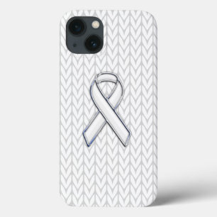 White Chevrons Knit Ribbon Awareness Print iPhone 13 Case