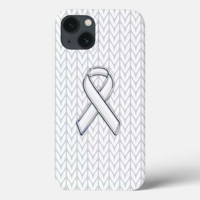 White Chevrons Knit Ribbon Awareness Print Case-Mate iPhone Case (Back)