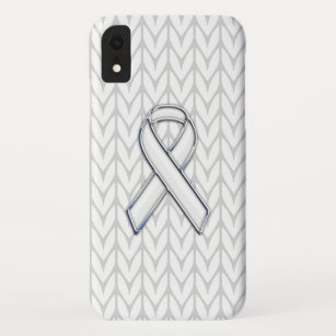 White Chevrons Knit Ribbon Awareness Print Case-Mate iPhone Case