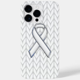 White Chevrons Knit Ribbon Awareness Print Case-Mate iPhone 14 Pro Max Case