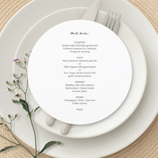 White | Chic Custom Minimalist Wedding Menu (Creator Uploaded)