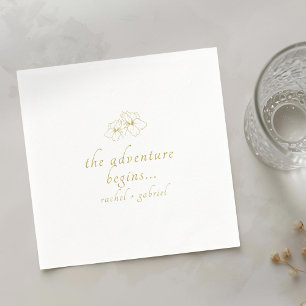 White   Chic Faux Gold Wedding  Napkin