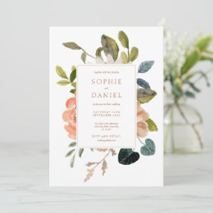 White Chic Floral Watercolor Wedding Invitation