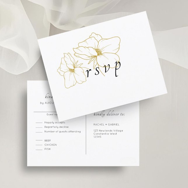 White | Chic Floral Wedding RSVP Postcard (Creator Uploaded)