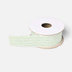 White Chic Green Stripes Grosgrain Ribbon