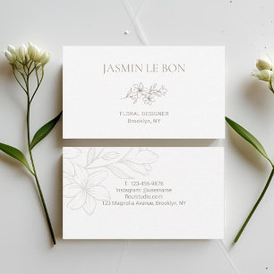 White   Chic Minimalist Flower  Business Card