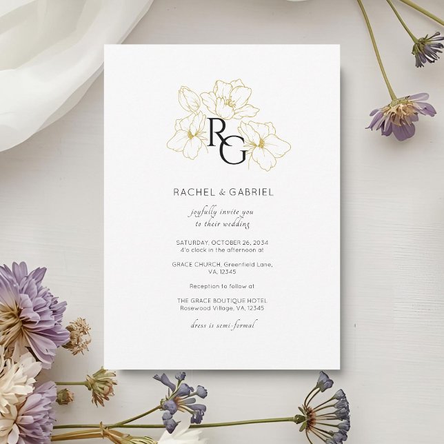 White | Chic Monogram Wedding Invitation Card (Creator Uploaded)