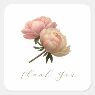 White Chic Rose Wedding Thank you Square Sticker