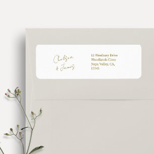 White   Chic Simple Script Welcome Wedding Address Return Address Label