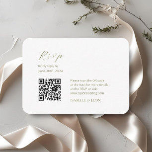 White   Chic Simple Scrpt QR Code Wedding Enclosure Card