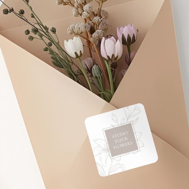 White | Chic Taupe Floral Label (Creator Uploaded)