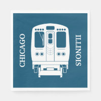 White Chicago “L” Profile on Blue Background