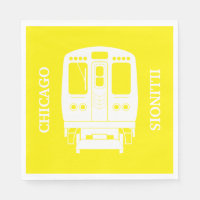 White Chicago “L” Profile on Yellow Background