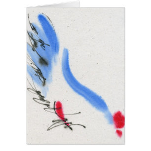 White chicken. Calligraphy and watercolor