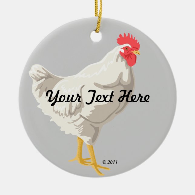 White Chicken Ceramic Tree Decoration (Front)