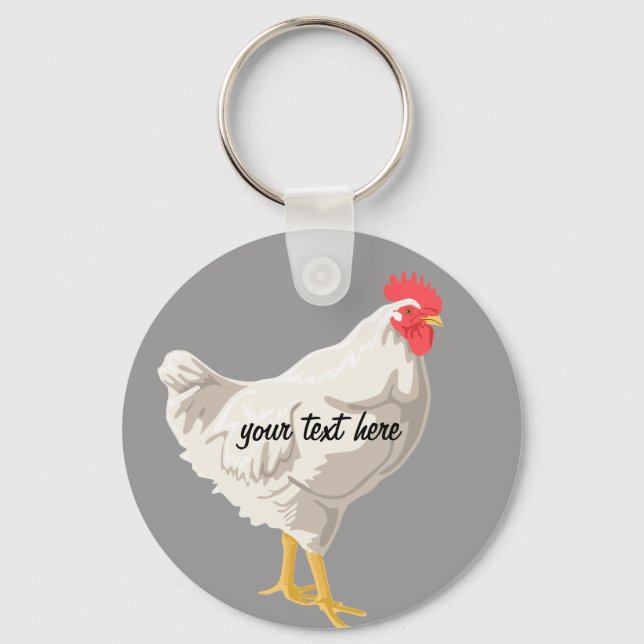 White Chicken Key Ring (Front)