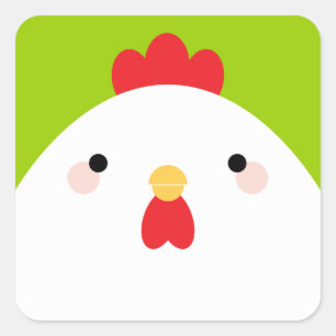 White Chicken Square Sticker