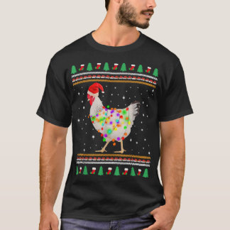White Chicken Ugly Christmas Chicken Santa Christm T-Shirt
