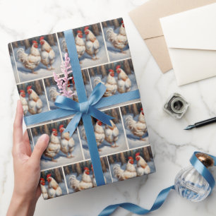 White Chickens In Snow Wrapping Paper