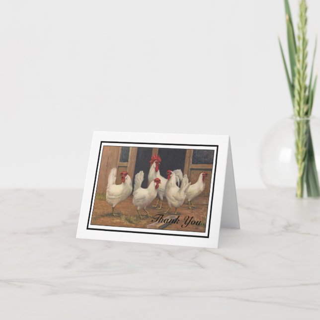 White Chickens Thank You Card (Front)