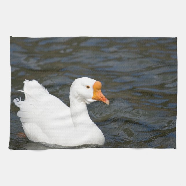 White Chinese Goose Tea Towel (Horizontal)