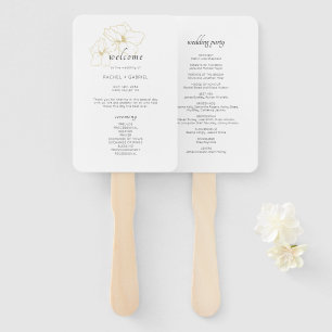 White   Chis Faux Gold Floral Wedding Set of Fans