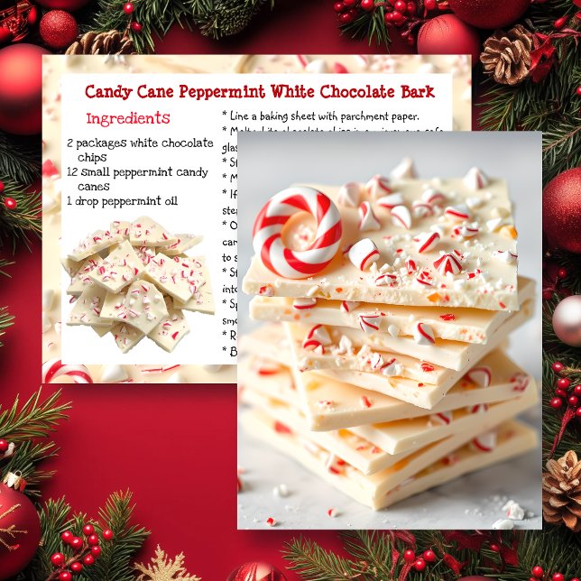 White Chocolate Candy Cane Peppermint Bark Recipe Postcard (Creator Uploaded)