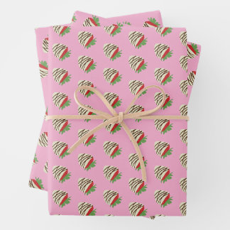 White Chocolate-Covered Strawberry Wrapping Paper Sheet