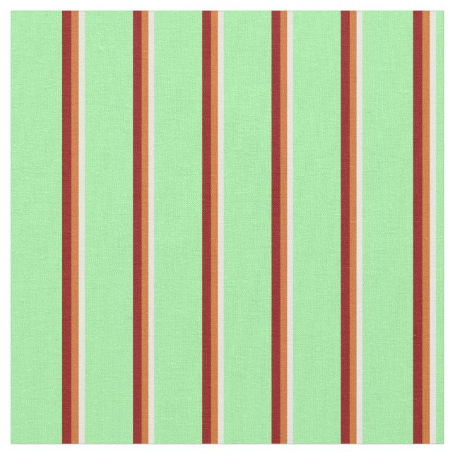 White, Chocolate, Dark Red, and Green Lines Fabric (Close Up)