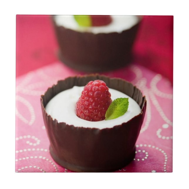 White chocolate mousse dessert tile (Front)