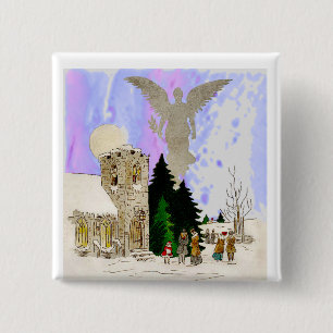 White Christmas 15 Cm Square Badge