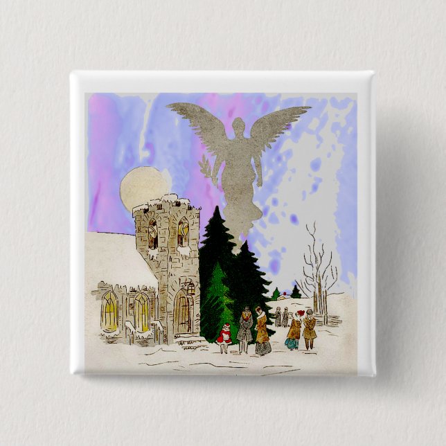 White Christmas 15 Cm Square Badge (Front)