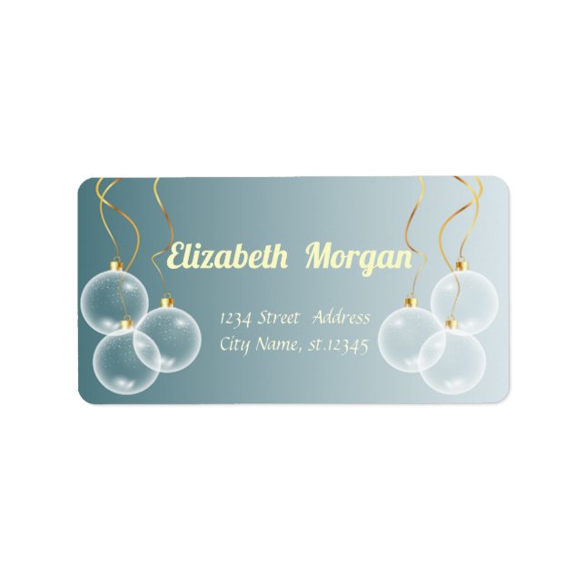 White Christmas Balls Blue Holiday,Christmas Label (Front)