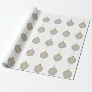 White Christmas Bauble & Snowflakes Matte Wrapping Paper