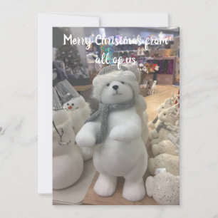 White Christmas Bear Custom Greeting Holiday Card