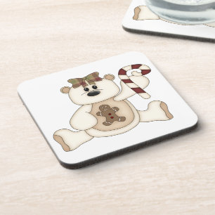 White Christmas Bear-Gingerbread Man Coaster