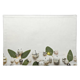 White Christmas Bells Modern Holiday Decor Placemat