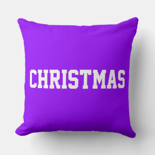 White CHRISTMAS Bold Text On Deep Navy Blue Cushion