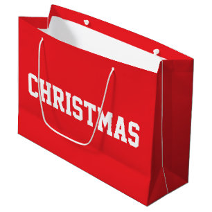 White CHRISTMAS Bold Text On Festive Bright Green Large Gift Bag