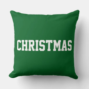 White CHRISTMAS Bold Text On Festive Cushion