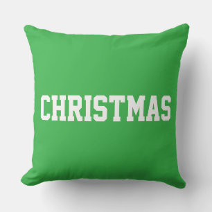 White CHRISTMAS Bold Text On Festive Cushion