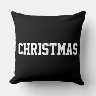 White CHRISTMAS Bold Text On Modern Black Cushion