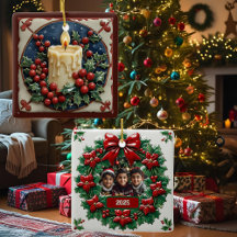 White Christmas Candle Customisable Square