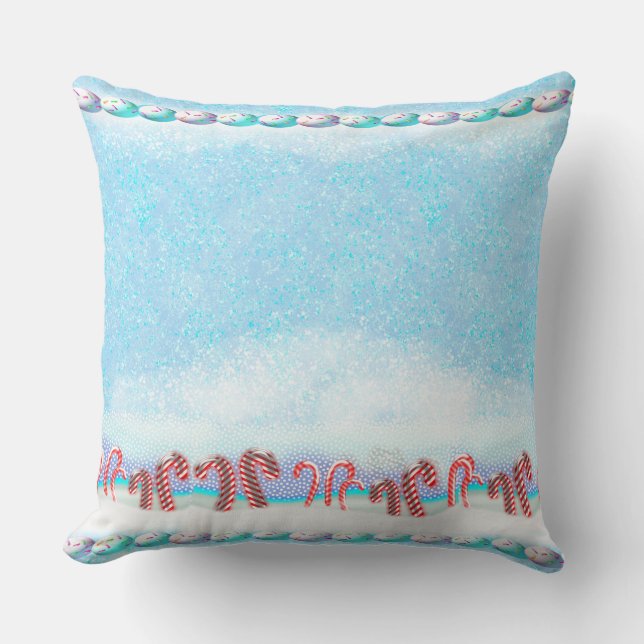 White Christmas Candy Cane Forest Cushion (Front)