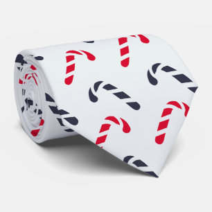 White Christmas Candy Cane Seamless Pattern Tie
