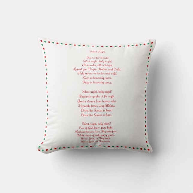 White Christmas Carol Silent Night Throw Pillows (Front)