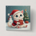 White Christmas Cat Buttons<br><div class="desc">White Christmas Cat Buttons</div>