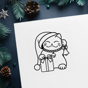 White Christmas Cat Doodle Colour Me Self-inking Stamp