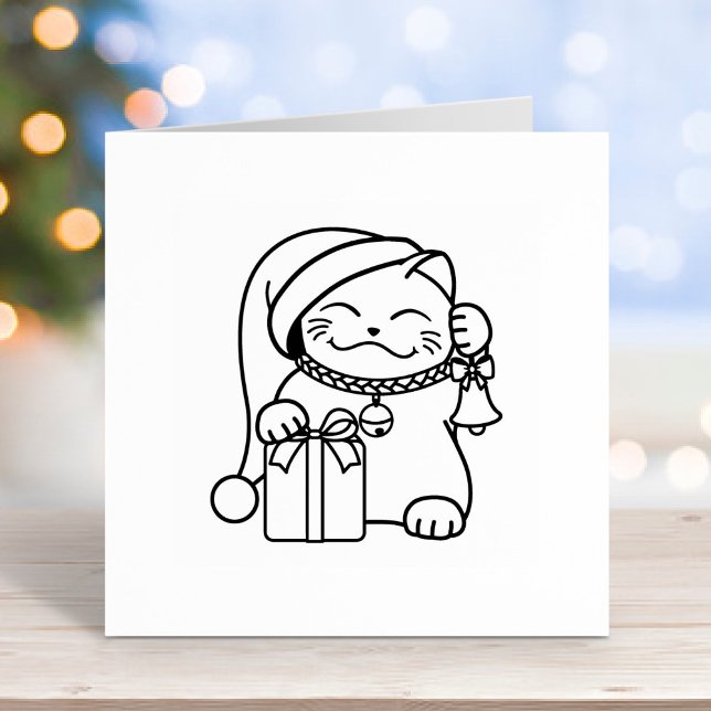 White Christmas Cat Doodle Colour Me Self-inking Stamp (Creator Uploaded)